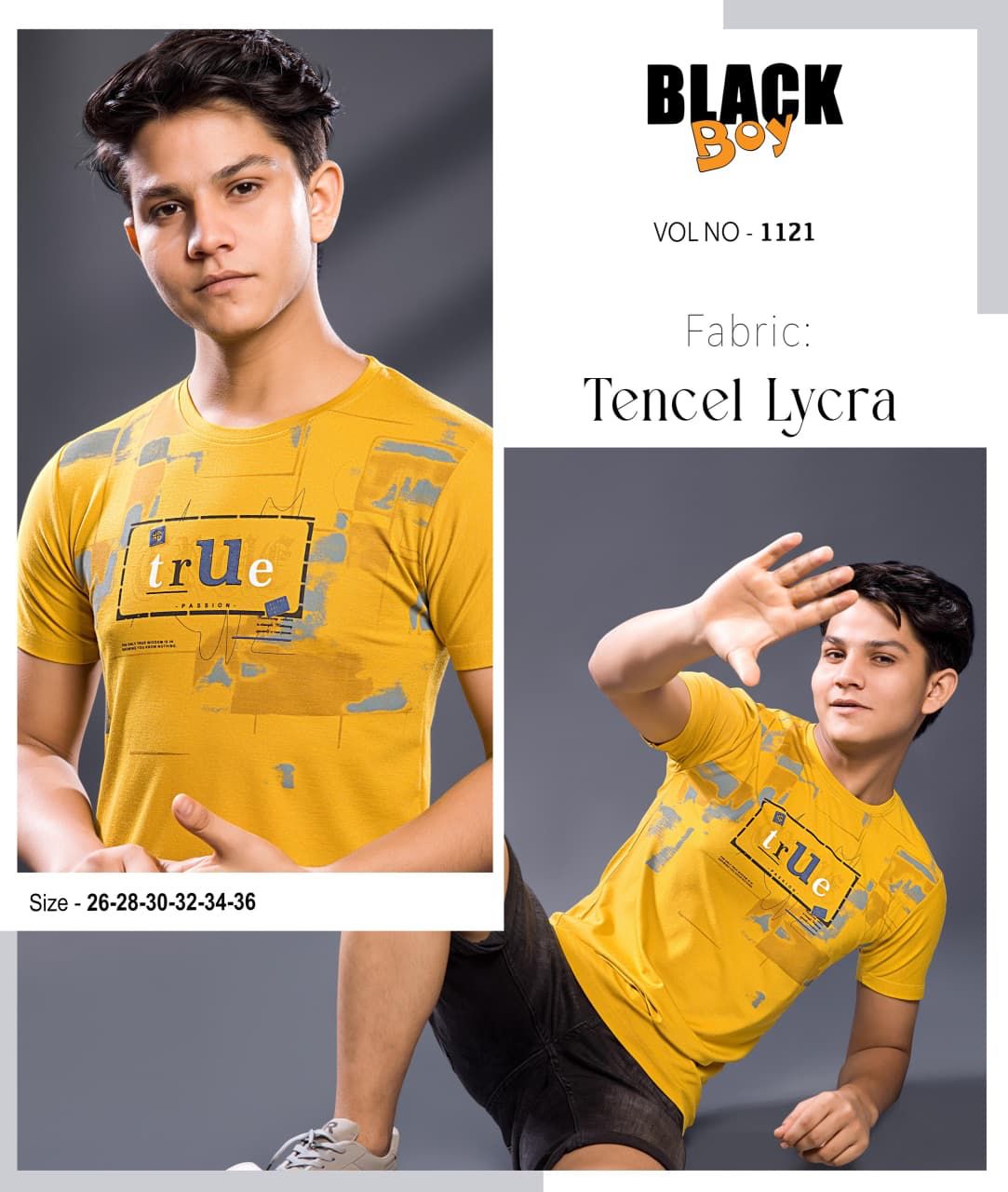 Vol 1121 Black Tencil Lycra Boys Tshirt Manufacturer Ahmedabad