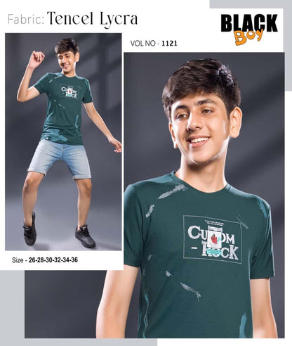 Vol 1121 Black Tencil Lycra Boys Tshirt Manufacturer Ahmedabad