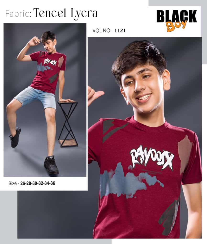 Vol 1121 Black Tencil Lycra Boys Tshirt Manufacturer Ahmedabad