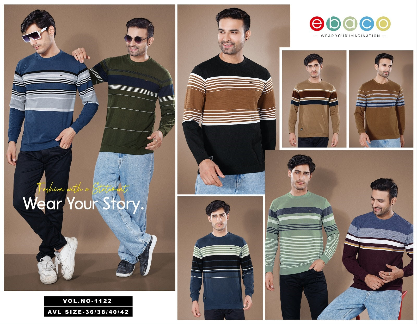 Vol 1122 Ebaco Auto Stripes Mens Tshirts Wholesale Price