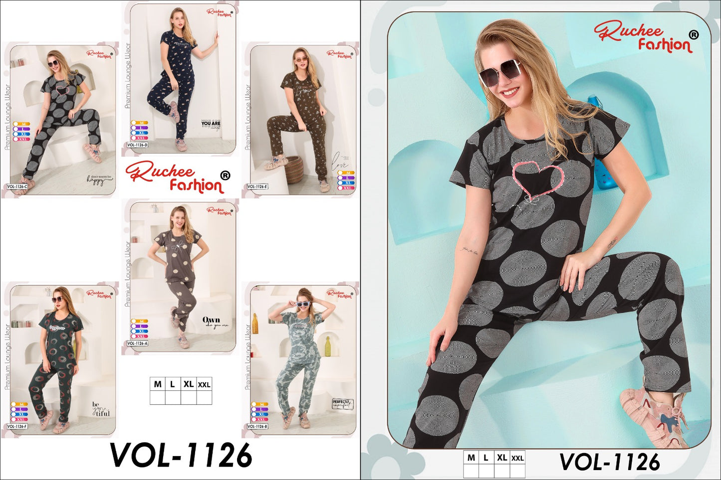 Vol 1126 Ruchee Fashion Sinker Pyjama Night Suits Manufacturer Ahmedabad