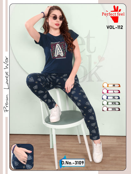 Vol 112 Plain-Print Perfect Feel Hosiery Pyjama Night Suits Manufacturer Gujarat