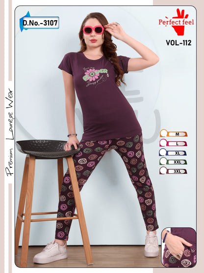 Vol 112 Plain-Print Perfect Feel Hosiery Pyjama Night Suits Manufacturer Gujarat