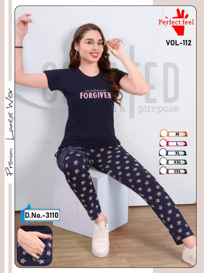 Vol 112 Plain-Print Perfect Feel Hosiery Pyjama Night Suits Manufacturer Gujarat