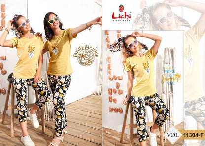 Vol 11304 Lichi Hosiery Capri Pyjama Night Suits Exporter Ahmedabad