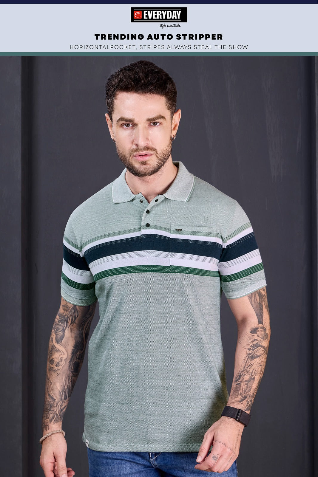 Vol 1133 Everyday Auto Stripes Mens Tshirts Exporter Ahmedabad