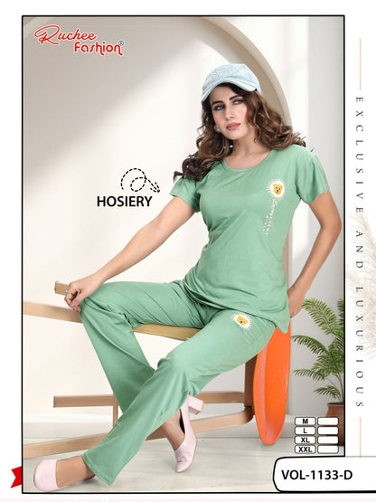 Vol 1133 Ruchee Fashion Hosiery Pyjama Night Suits Wholesaler Ahmedabad
