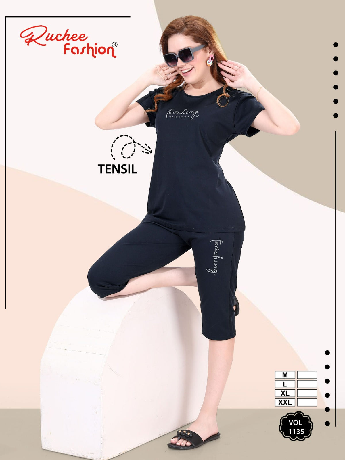 Vol 1135 Ruchee Fashion Tencel Capri Night Suits Wholesale Price