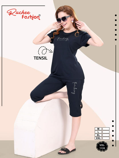 Vol 1135 Ruchee Fashion Tencel Capri Night Suits Wholesale Price