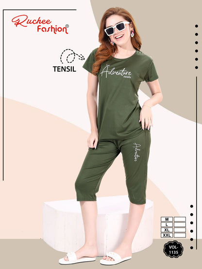 Vol 1135 Ruchee Fashion Tencel Capri Night Suits Wholesale Price