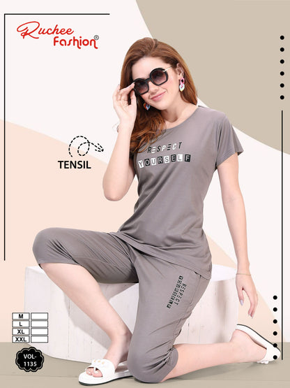 Vol 1135 Ruchee Fashion Tencel Capri Night Suits Wholesale Price