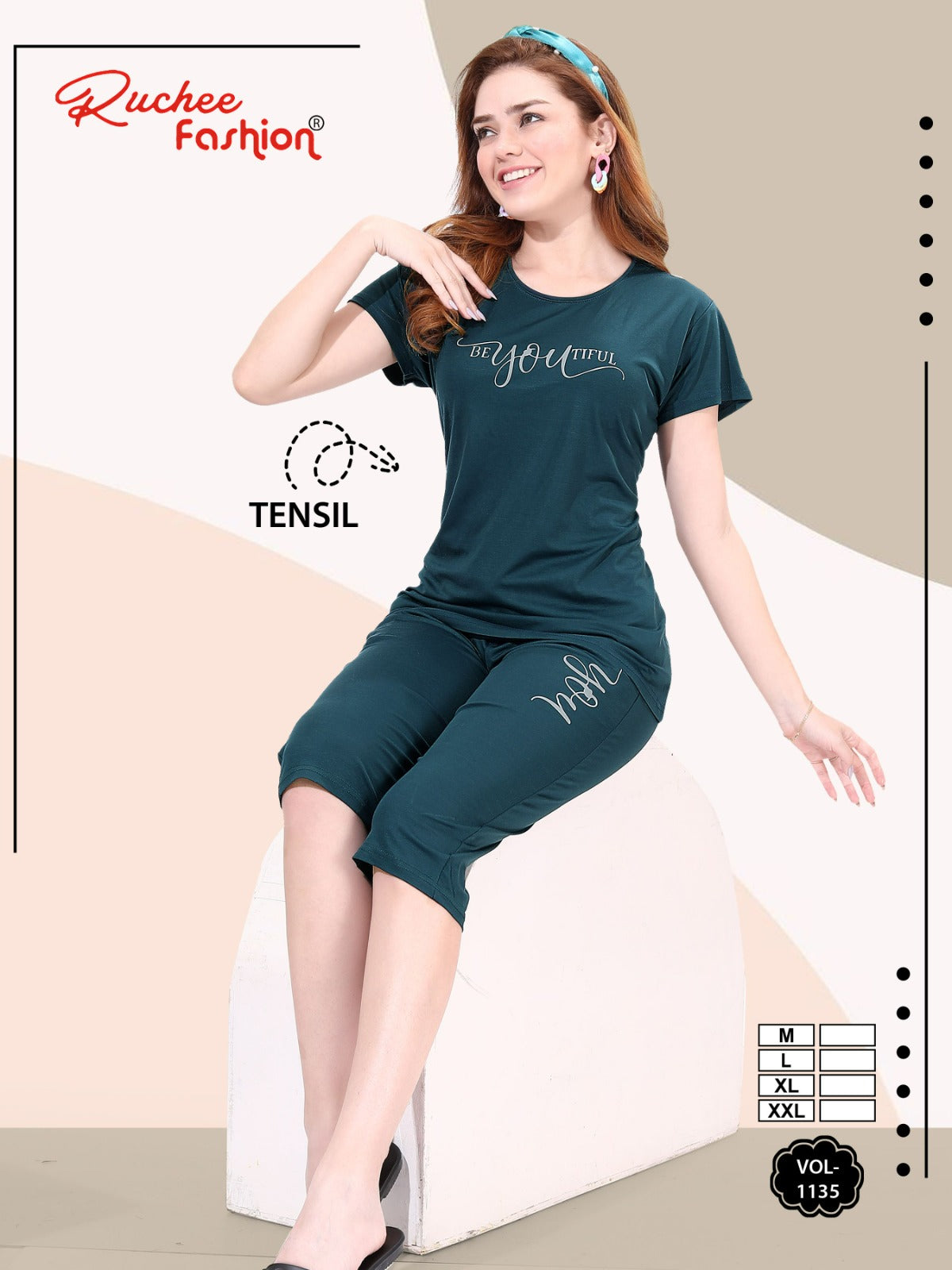 Vol 1135 Ruchee Fashion Tencel Capri Night Suits Wholesale Price