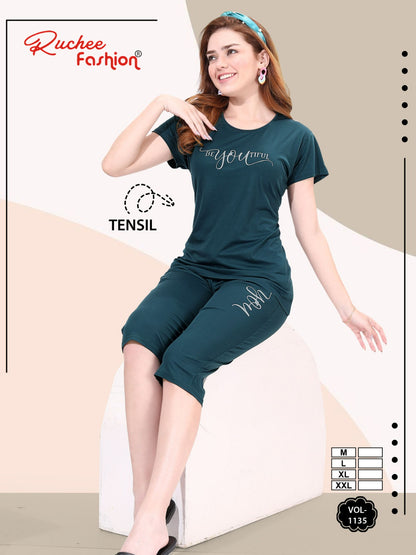 Vol 1135 Ruchee Fashion Tencel Capri Night Suits Wholesale Price