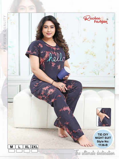 Vol 1136 Ruchee Fashion Hosiery Pyjama Night Suits Manufacturer Ahmedabad