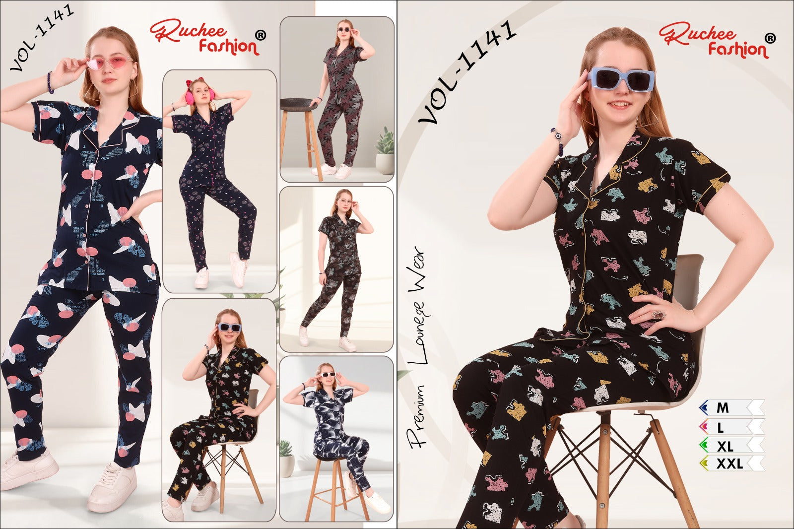 Vol 1141 Ruchee Fashion Hosiery Collar Night Suits Manufacturer