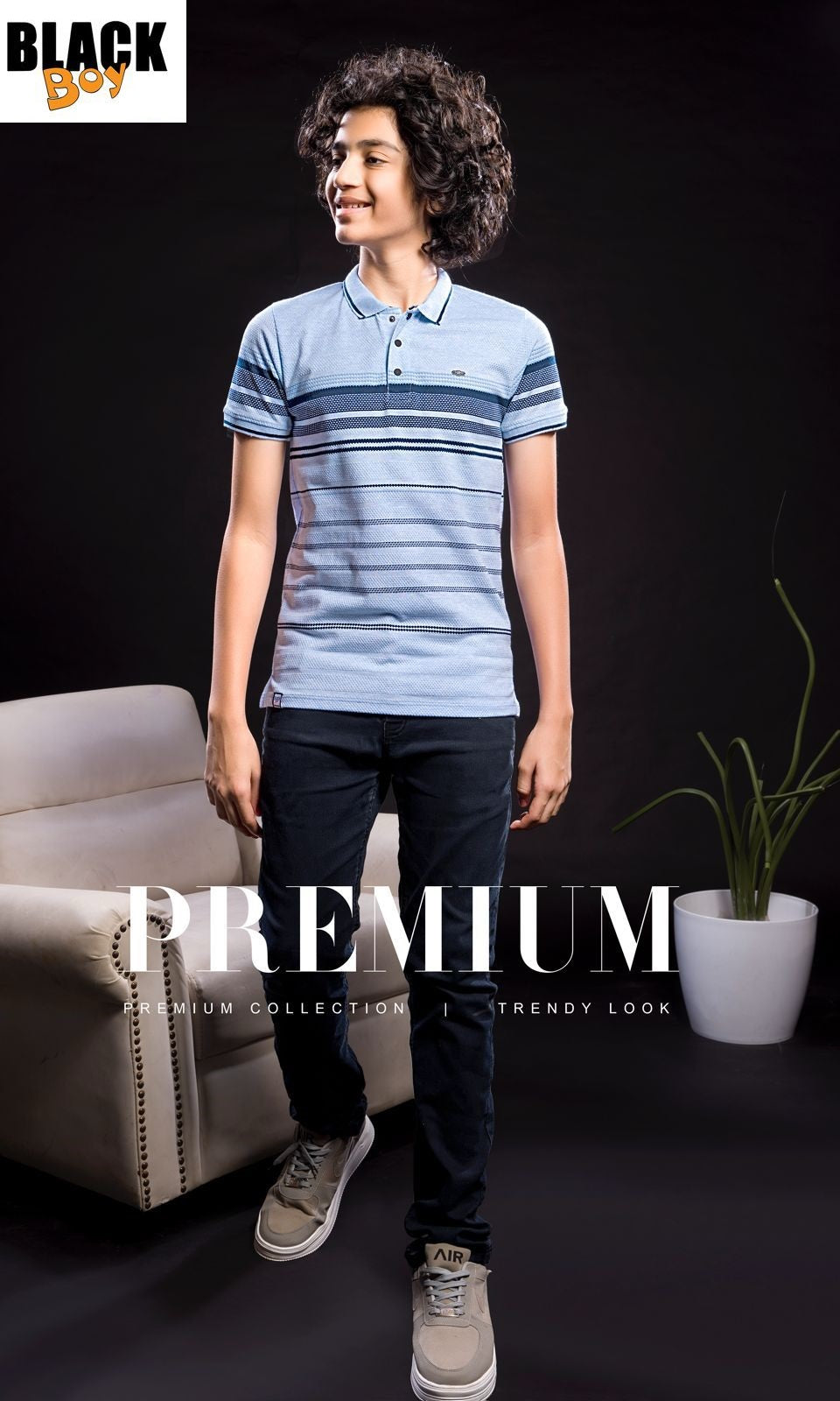 Vol 1148 Black Auto Stripes Boys Tshirt Wholesaler