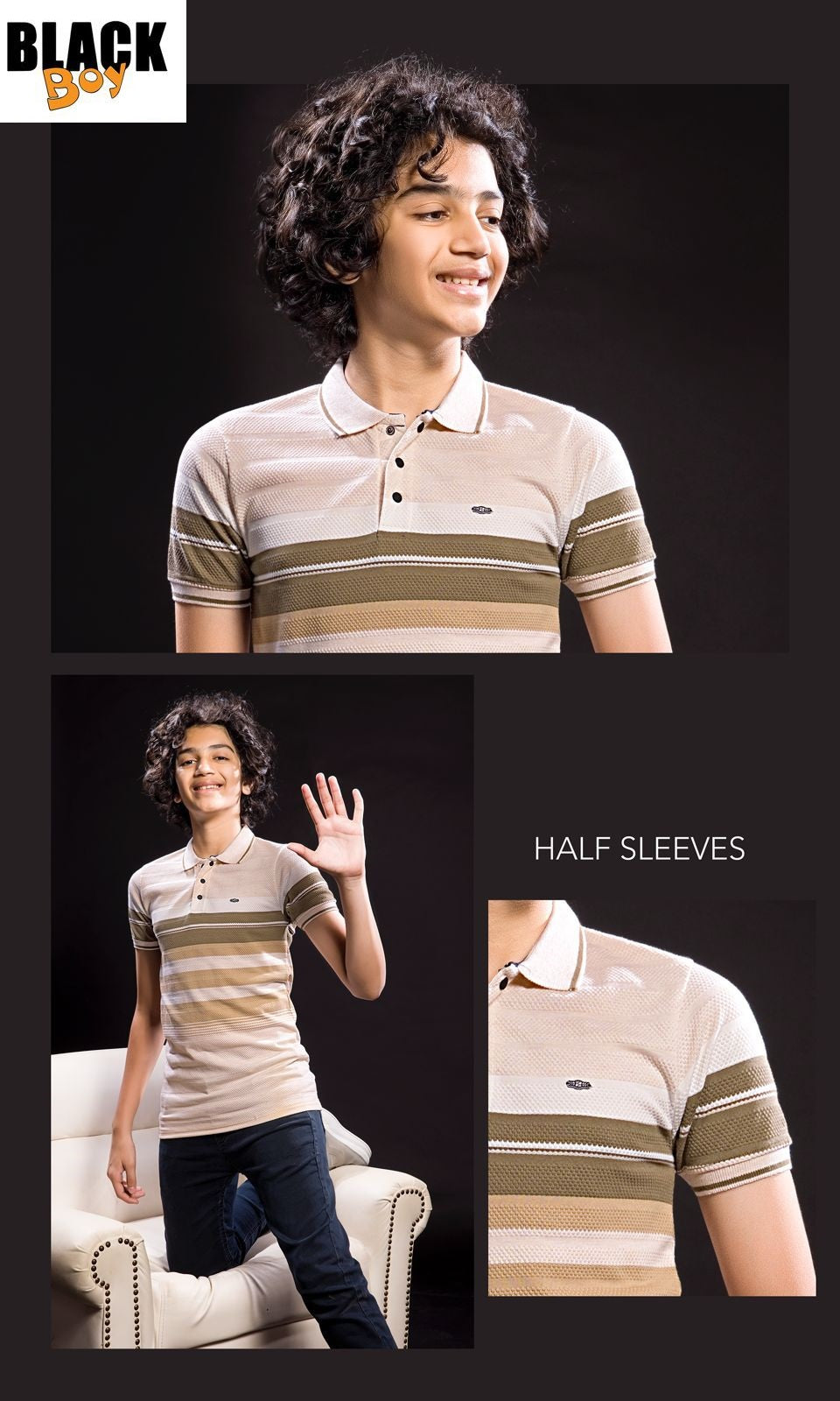 Vol 1148 Black Auto Stripes Boys Tshirt Wholesaler