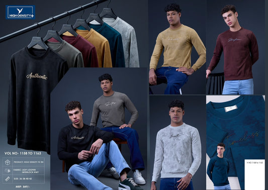 Vol 1158 To 1163 Full Sleeves High Density Cotton Looper Mens Tshirts Wholesale Rate