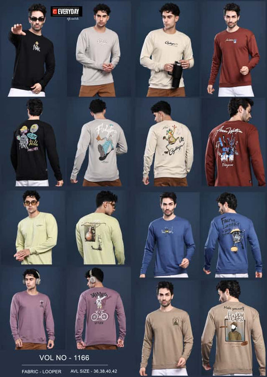 Vol 1166 Full Sleeves Everyday Cotton Looper Mens Tshirts Wholesale Price
