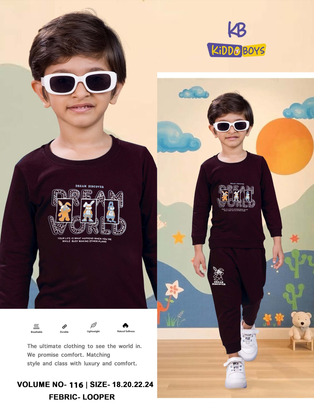 Vol 116 Kiddo Looper Boys Co Ord Set Wholesaler India