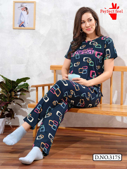 Vol 118 Print Perfect Feel Hosiery Pyjama Night Suits Supplier Gujarat