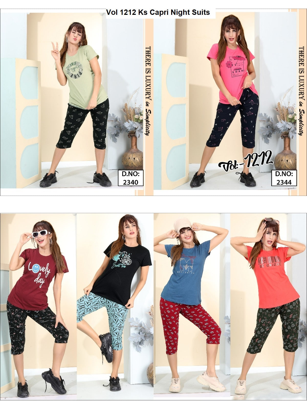 Vol 1212 Ks Hosiery Capri Night Suits Exporter India