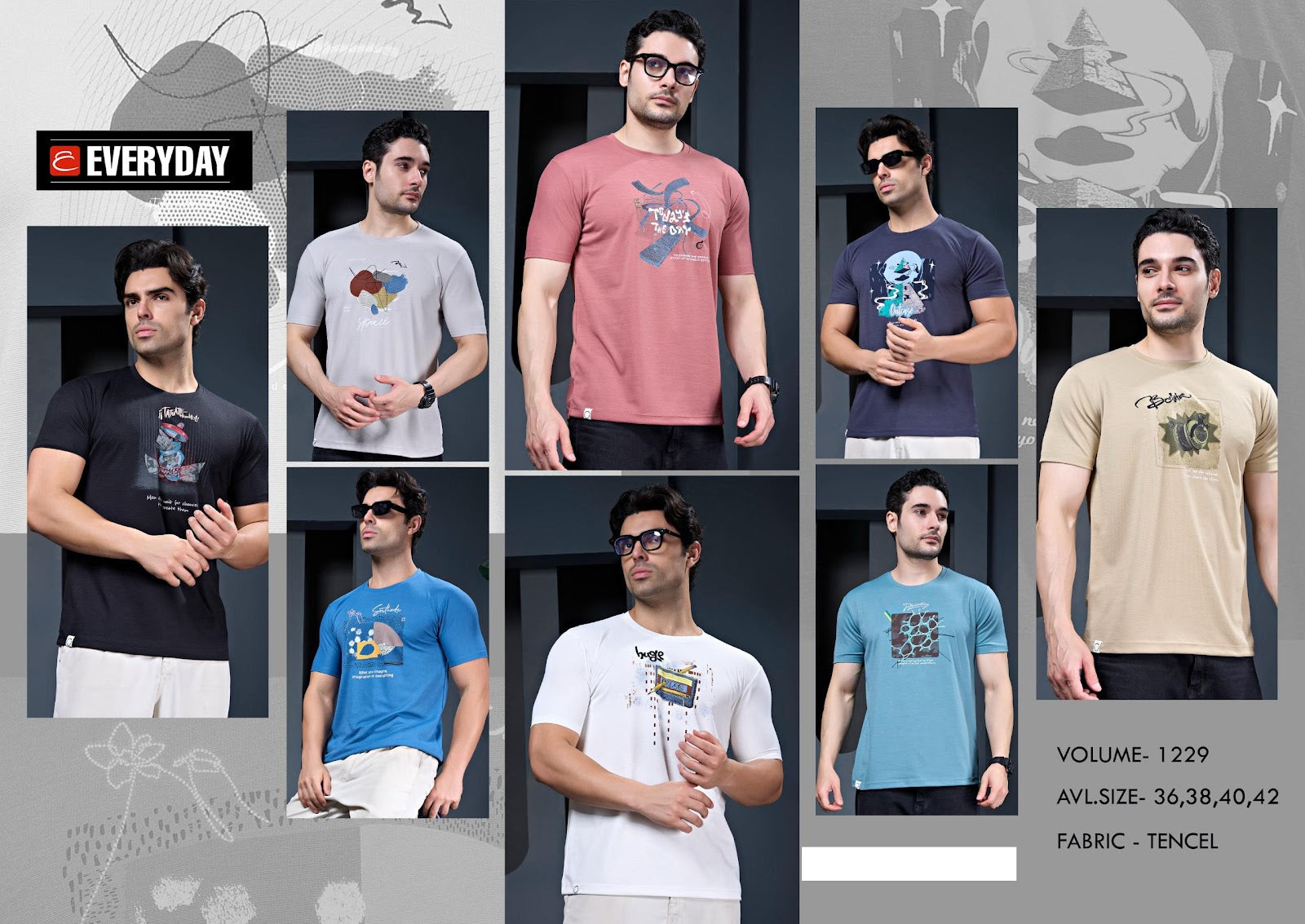 Vol 1229 Everyday Tencil Lycra Mens Tshirts Wholesaler