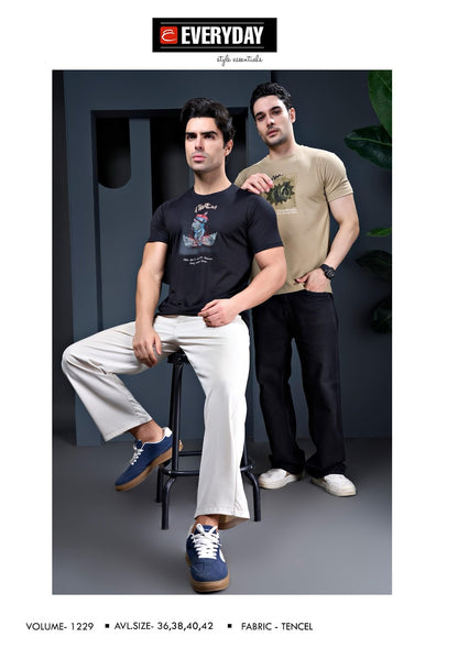 Vol 1229 Everyday Tencil Lycra Mens Tshirts Wholesaler