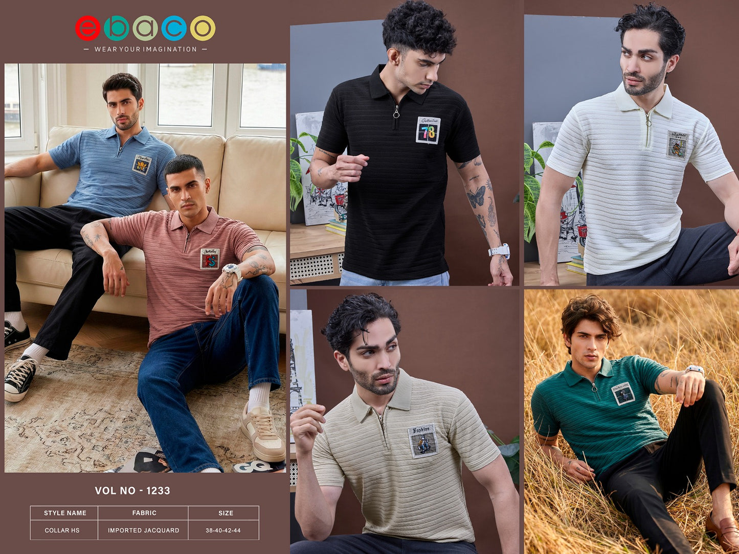 Vol 1233 Ebaco Jacquard Knit Mens Tshirts Supplier India