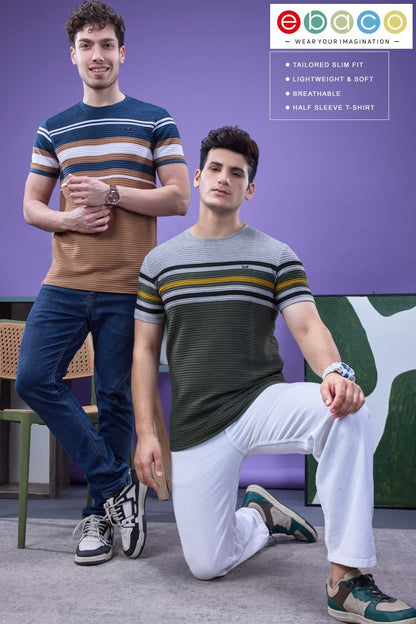 Vol 1236 Ebaco Auto Stripes Mens Tshirts Manufacturer India