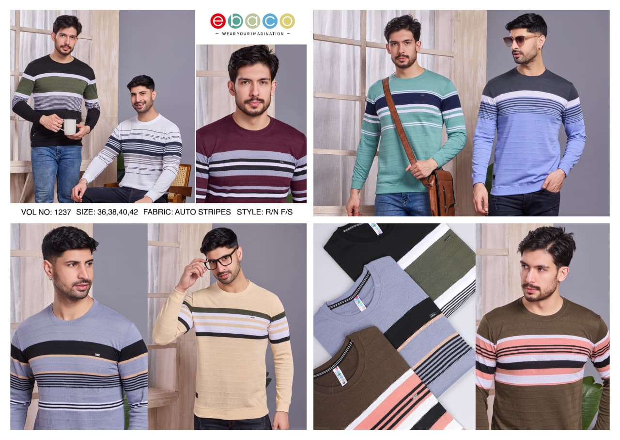 Vol 1237 Ebaco Auto Stripes Mens Tshirts Manufacturer India