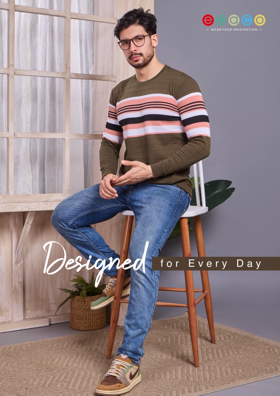 Vol 1237 Ebaco Auto Stripes Mens Tshirts Manufacturer India