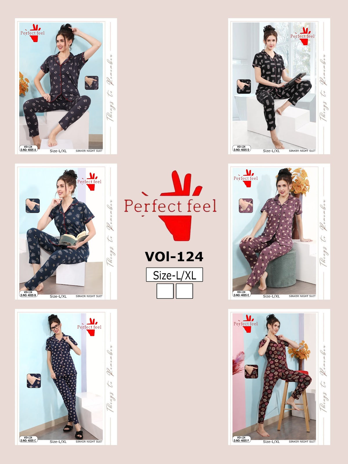 Vol 124 Perfect Feel Sinker Collar Night Suits Supplier