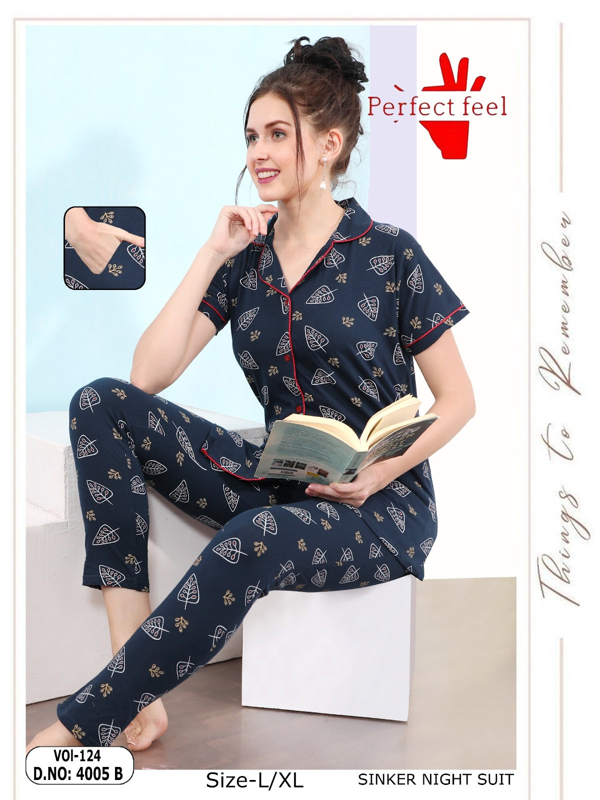 Vol 124 Perfect Feel Sinker Collar Night Suits Supplier