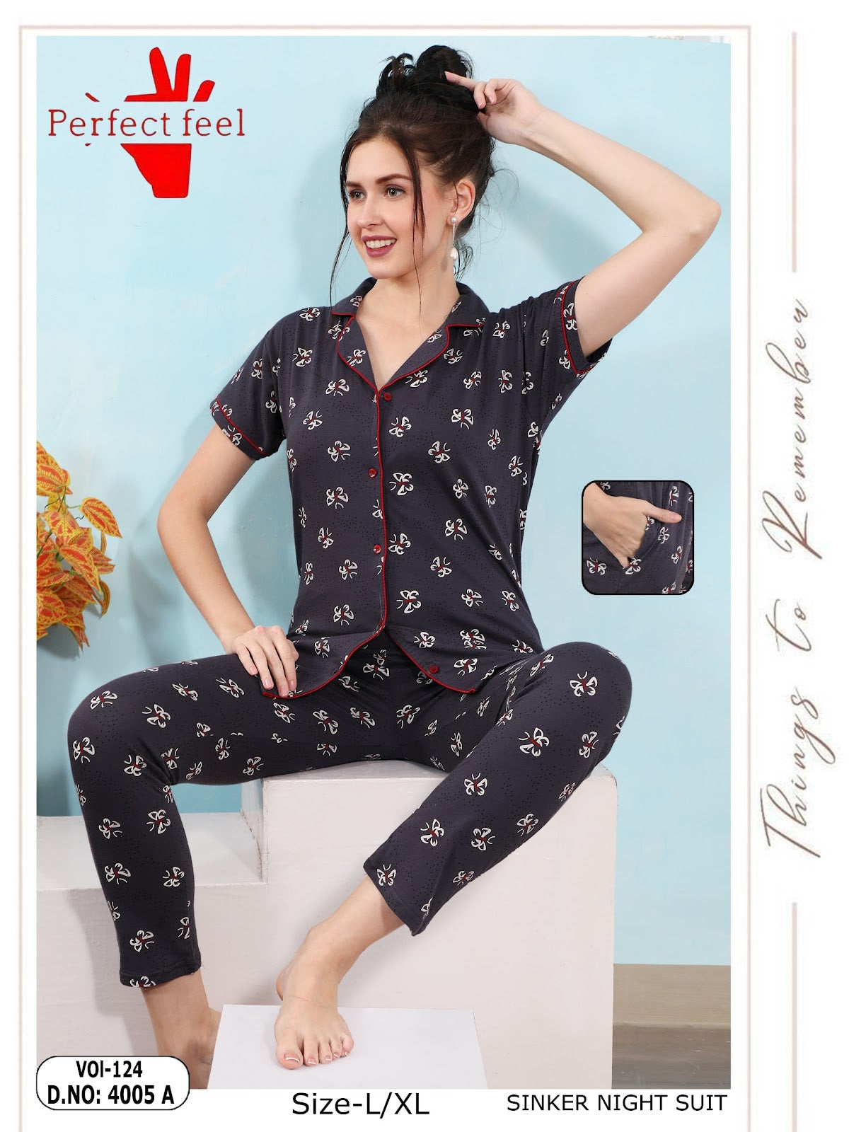 Vol 124 Perfect Feel Sinker Collar Night Suits Supplier