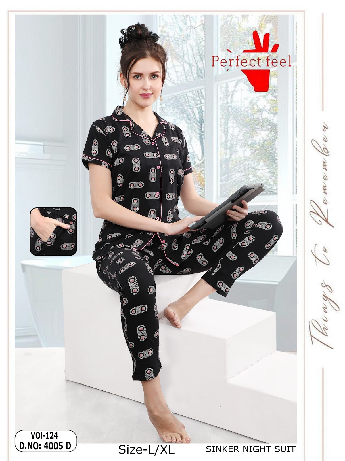 Vol 124 Perfect Feel Sinker Collar Night Suits Supplier