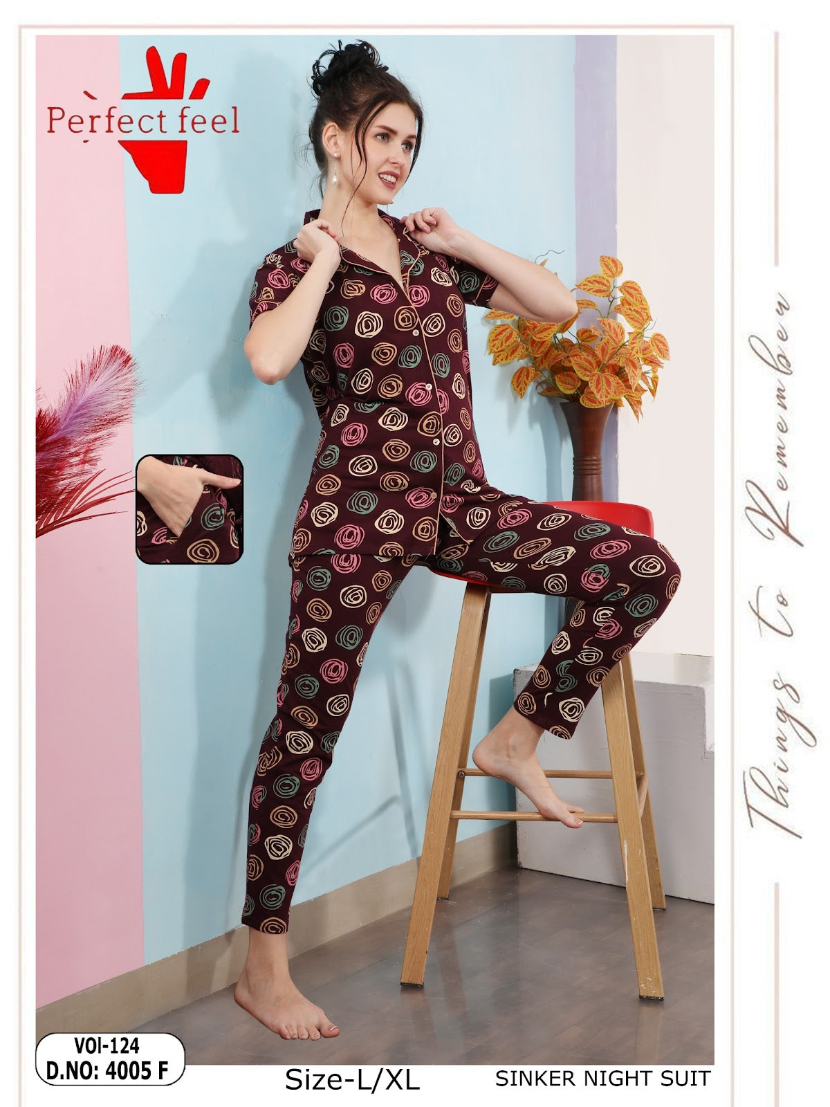 Vol 124 Perfect Feel Sinker Collar Night Suits Supplier