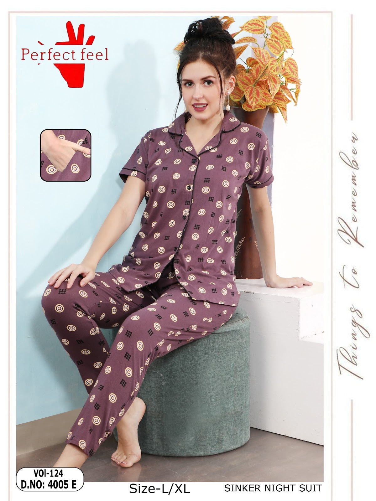 Vol 124 Perfect Feel Sinker Collar Night Suits Supplier