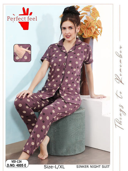 Vol 124 Perfect Feel Sinker Collar Night Suits Supplier