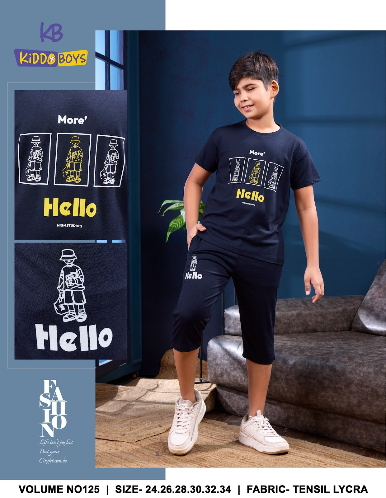 Vol 125 Kiddo Tencil Lycra Boys Capri Night Suit Supplier Ahmedabad