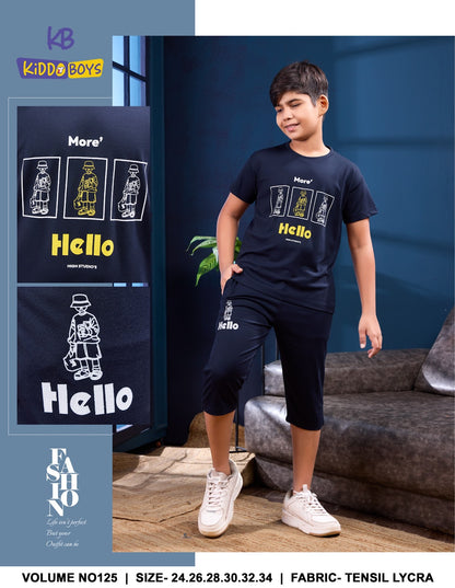 Vol 125 Kiddo Tencil Lycra Boys Capri Night Suit Supplier Ahmedabad