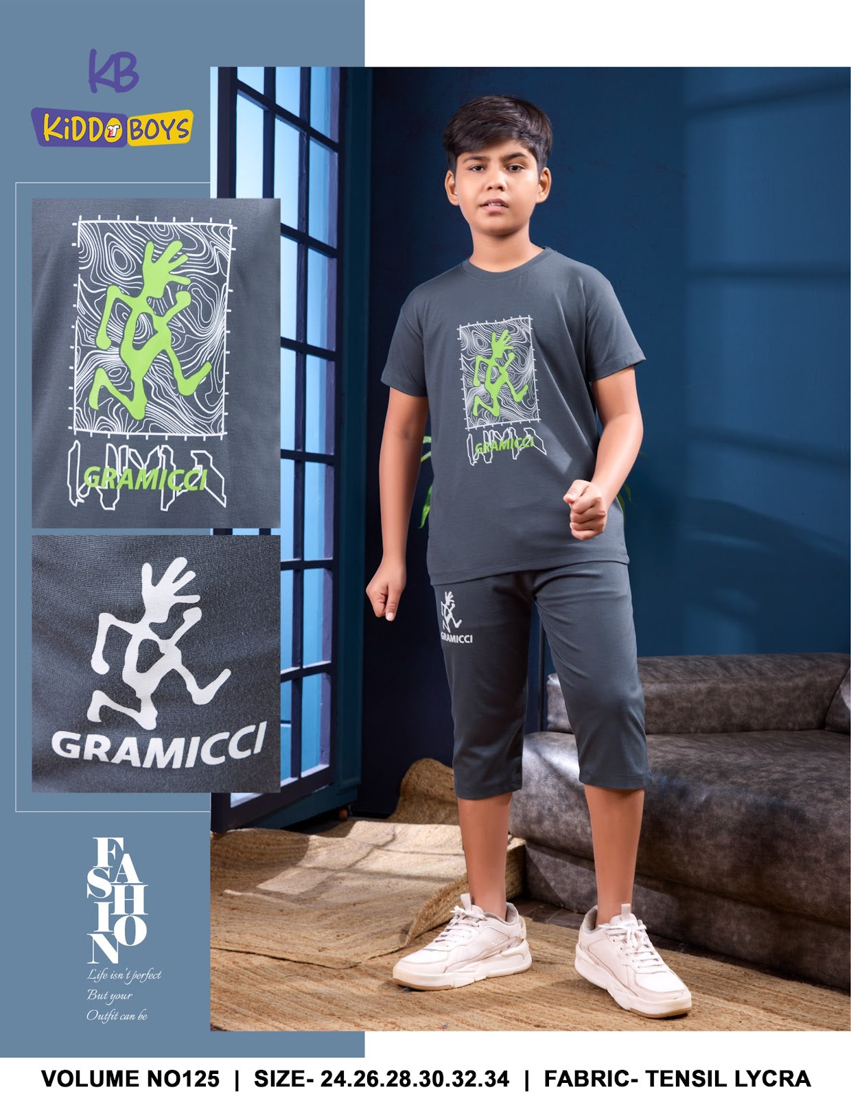 Vol 125 Kiddo Tencil Lycra Boys Capri Night Suit Supplier Ahmedabad