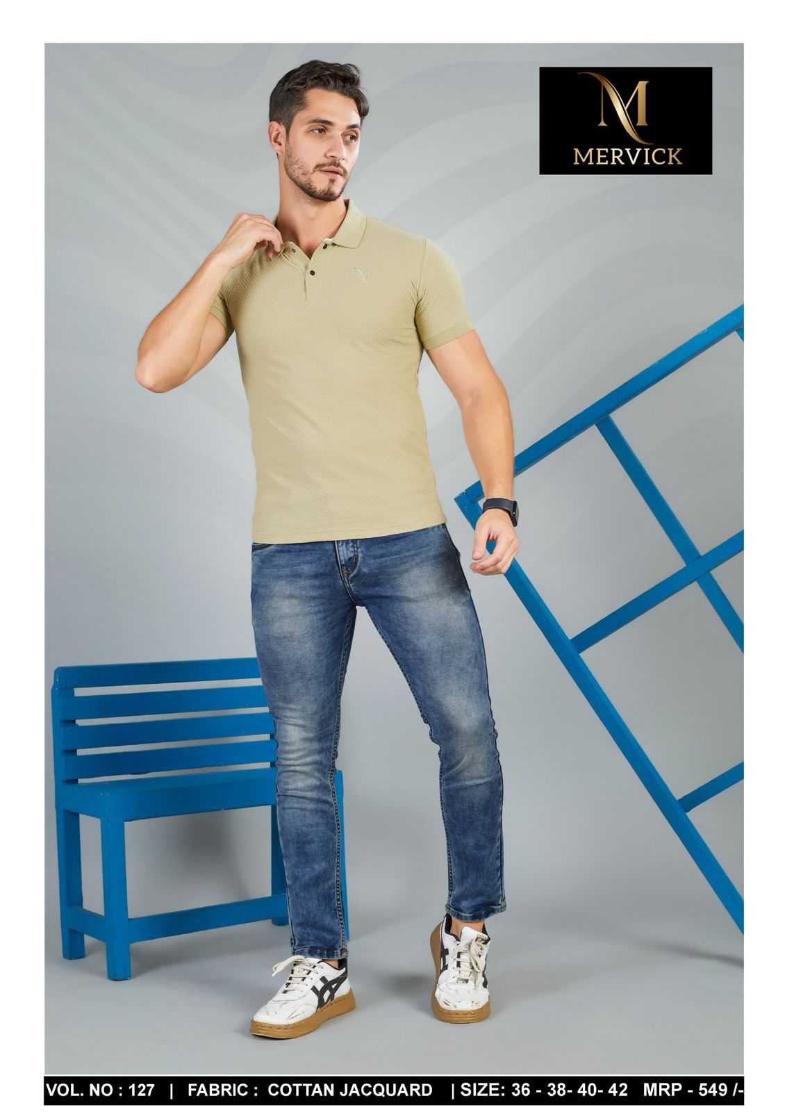 Vol 127 Mervick Cotton Jacquard Mens Tshirts Manufacturer Gujarat