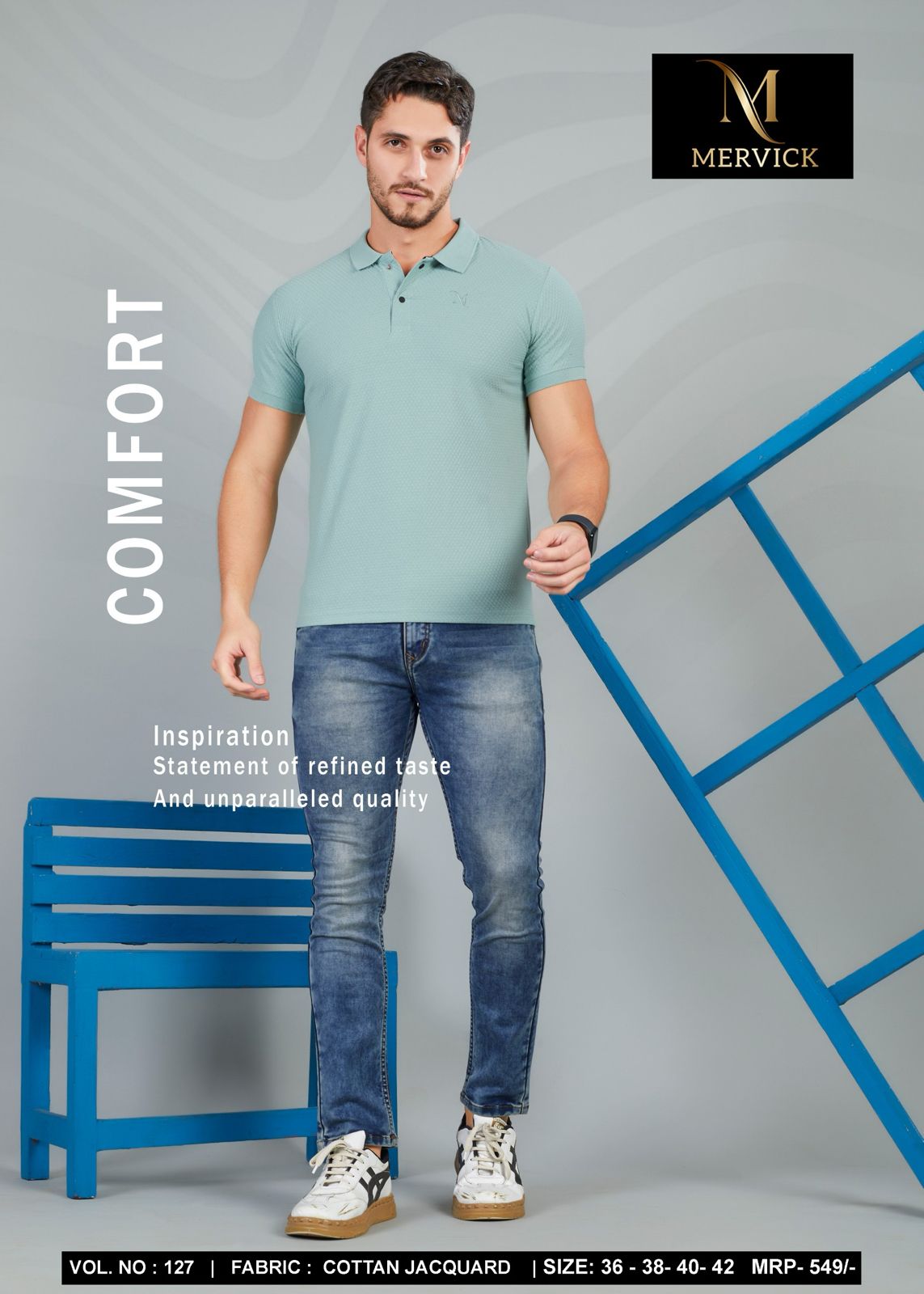 Vol 127 Mervick Cotton Jacquard Mens Tshirts Manufacturer Gujarat