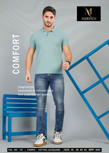 Vol 127 Mervick Cotton Jacquard Mens Tshirts Manufacturer Gujarat
