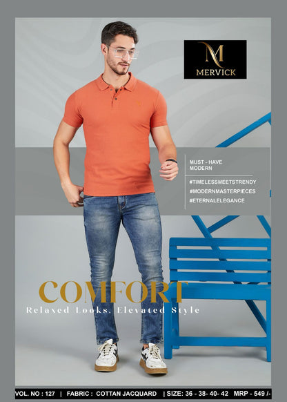 Vol 127 Mervick Cotton Jacquard Mens Tshirts Manufacturer Gujarat