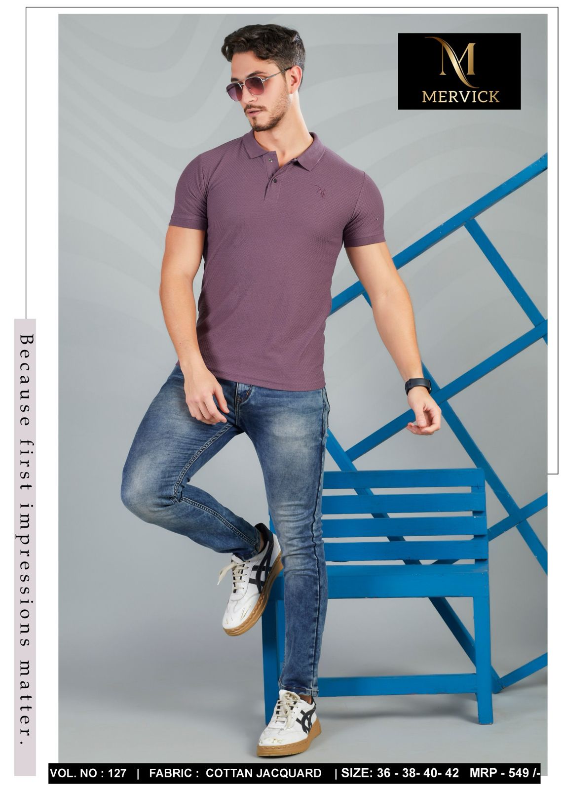 Vol 127 Mervick Cotton Jacquard Mens Tshirts Manufacturer Gujarat