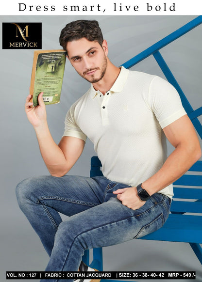 Vol 127 Mervick Cotton Jacquard Mens Tshirts Manufacturer Gujarat