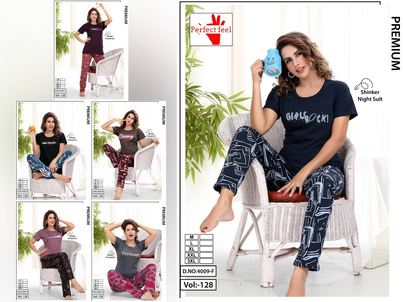 Vol 128 Perfect Feel Sinker Pyjama Night Suits Wholesaler Ahmedabad