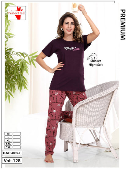 Vol 128 Perfect Feel Sinker Pyjama Night Suits Wholesaler Ahmedabad